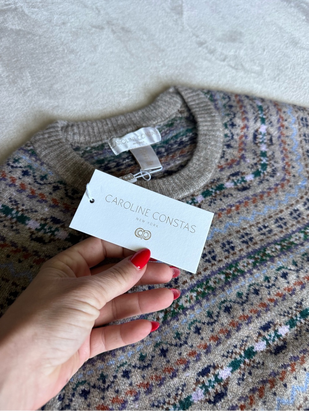 NWT Caroline Constas Fair Isle knit sweater Wool Blend - Picture 7 of 10